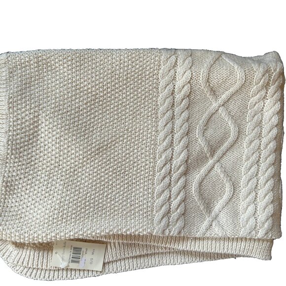 Pottery Barn Kids Other - Pottery Barn Kids Cable Knit Baby Stroller Throw Blanket Ivory Vintage NWT